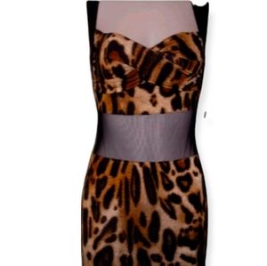 SABORA Designer Leopard print mesh statement Dress size small